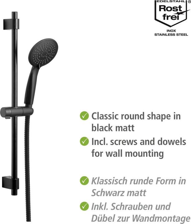 Produktbild Wenko Brauseset Young Line schwarz (5 Strahlarten, 10 l/min)