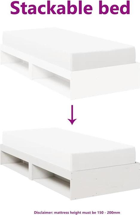 Actual product image VidaXL Day bed without mattress white 100x200 cm solid wood pine sofa bed (100 x 200 cm)