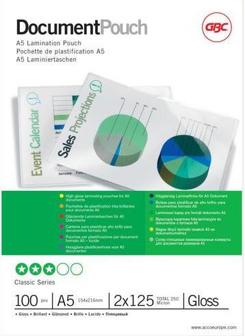 Produktbild GBC Laminierfolie (A5, 100 Stück, 125 µm)