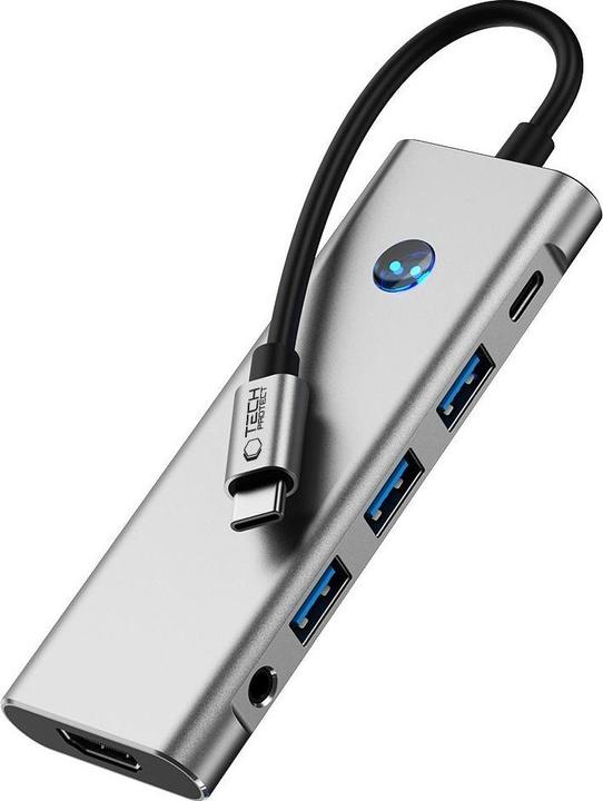 Actual product image Tech-Protect HB04 HUB Adapter 9in1 USB-C + USB2.0 + USB3.0 + HDMI 4K 60Hz + SD / TF + PD100W + AV3.5