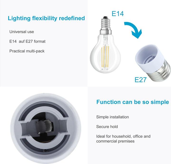 Image du produit Intirilife Adaptateur de culot d'ampoule E27 vers E14