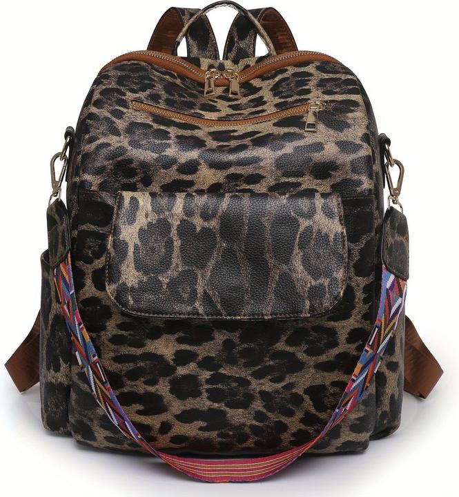 Immagine prodotto Only-Bags.Store Borsa zaino retrò a tinta unita, borsa a tracolla geometrica a tracolla larga, moda in pelle PU
