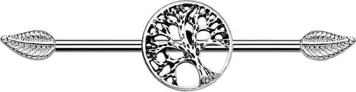 Star Piercing Barbell silber Baum des Lebens (Chirurgenstahl 316L, Messing)