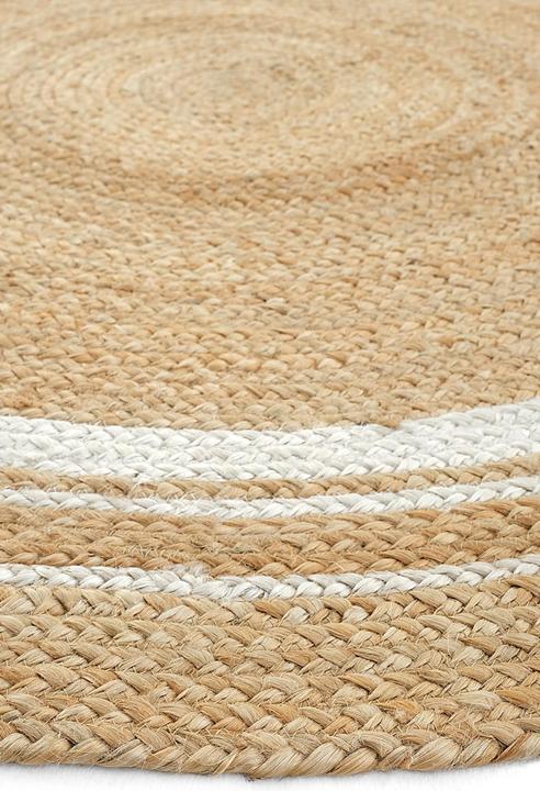 Produktbild Conceptum Hypnose Dustin 100% JUTE Round Oak|Beige Jute Underside Knitting Pattern Handmade Weaving (90 x 90 cm)