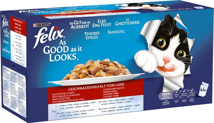 Immagine prodotto Felix Cibo umido AGAIL selezione di carne, 44x100g (Adulto, Senior, 44 pz., 4400 g)