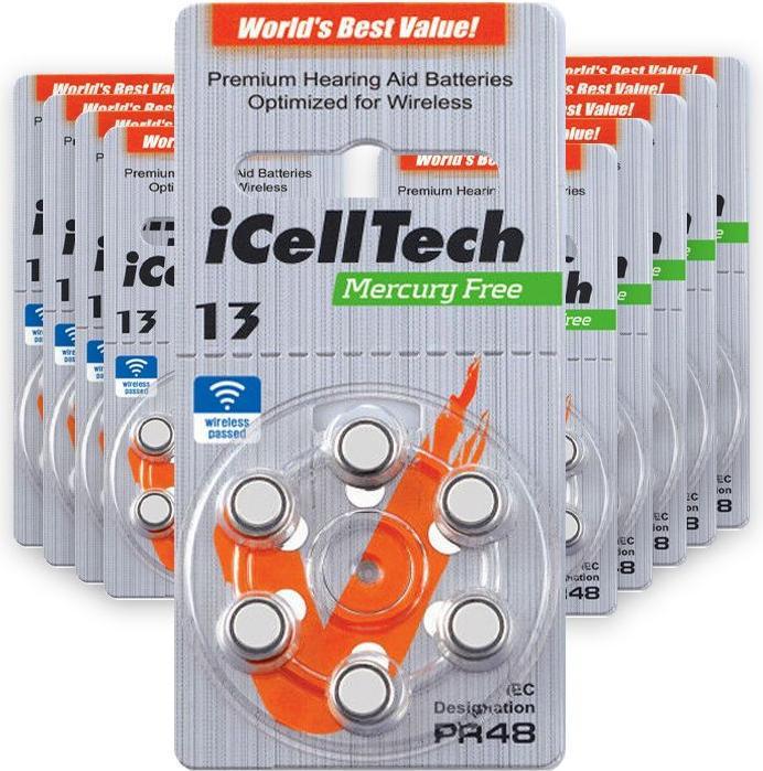 ICellTech 13 Hörgerätebatterien (60 Stk., PR48, 270 mAh)