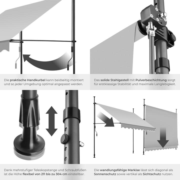 Actual product image tectake Klemmmarkise (2.50 m)