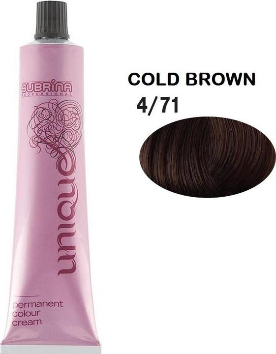 Actual product image Subrina Vopsea de par permanenta Unique 4/71, Castaniu Mediu Cenusiu Castaniu, 100ml (471 Medium Chestnut Ash Brown)
