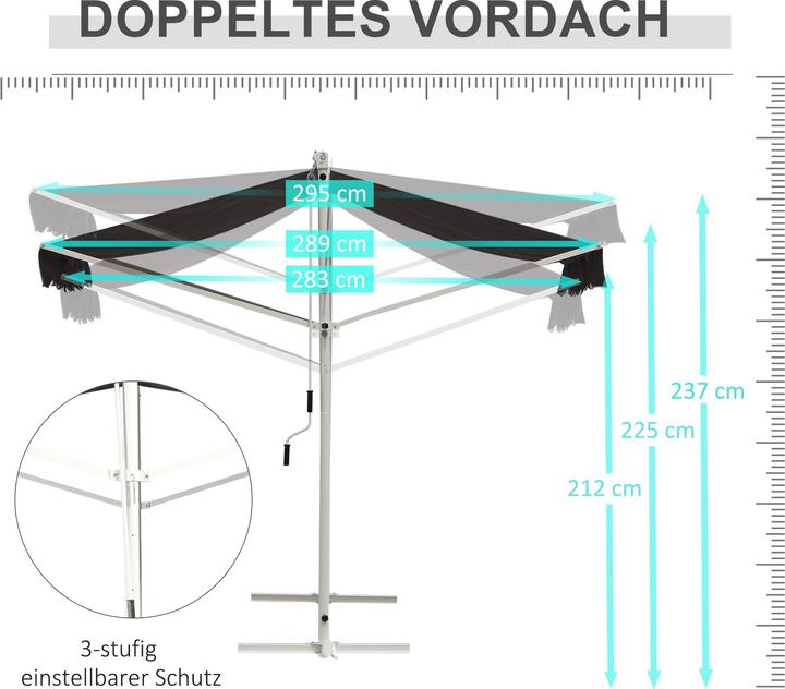Produktbild Outsunny Standmarkise mit Faltarm (2.94 m)