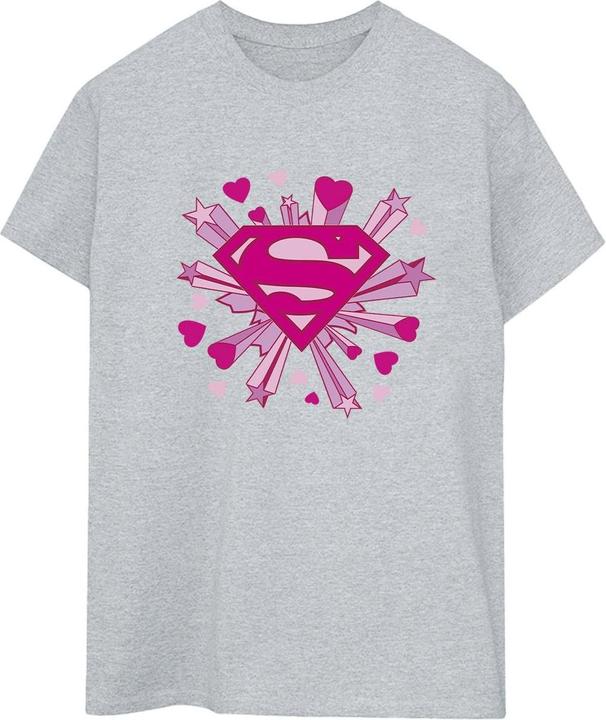 Superman Pink Hearts And Stars Logo TShirt (S)