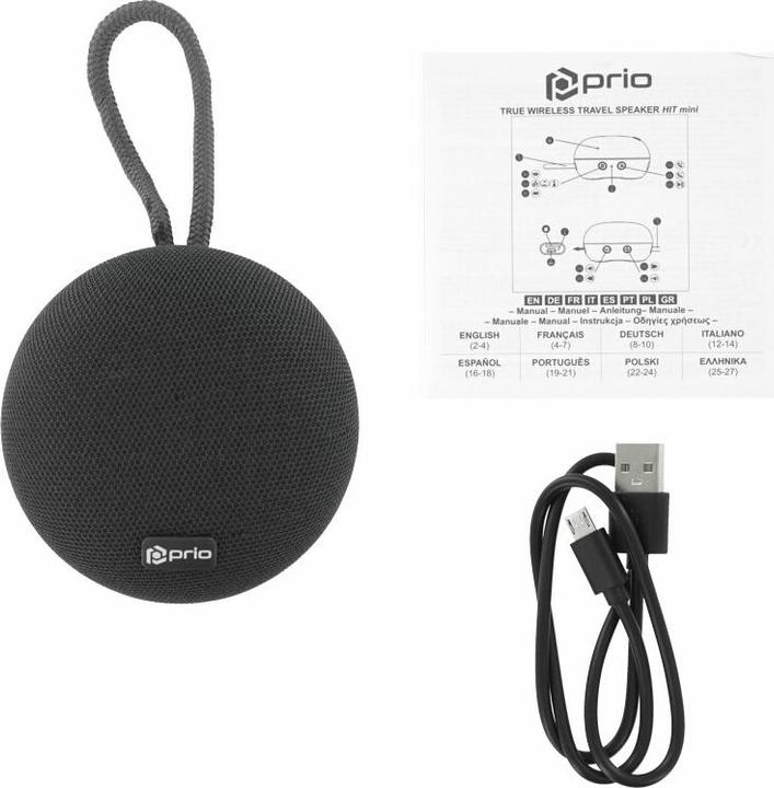Actual product image prio 3W True Wireless Travel Speaker HIT mini grey (4 h, Rechargeable battery operated)