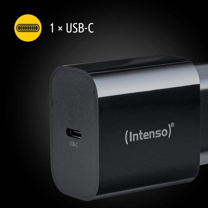 Image du produit Intenso Power Adapter W20C, 20W, USB-C Anschluss, für iPhone, Samsung Galaxy, iPad und mehr, schwarz (20 W)