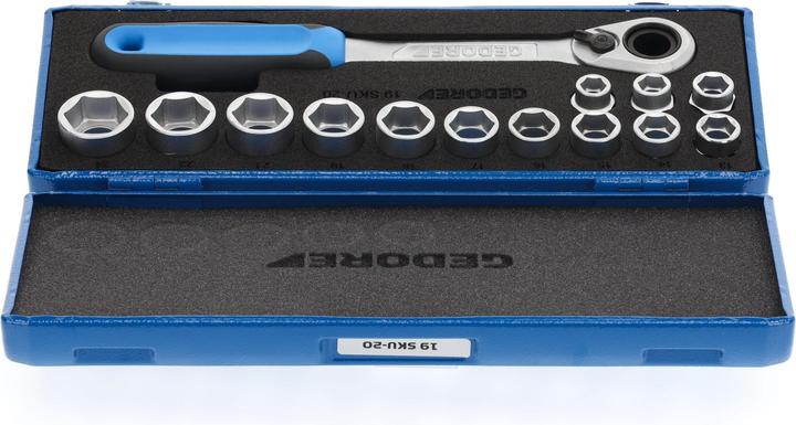 Actual product image Gedore 19 SKU-20 Socket spanner set 1/2", 14 pieces, 10-24 mm (23 mm, 10 mm, 13 mm, 16 mm, 18 mm, 15 mm, 17 mm, 20 mm, 11 mm, 14 mm, 19 mm, 22 mm, 24 mm, 12 mm, 21 mm)