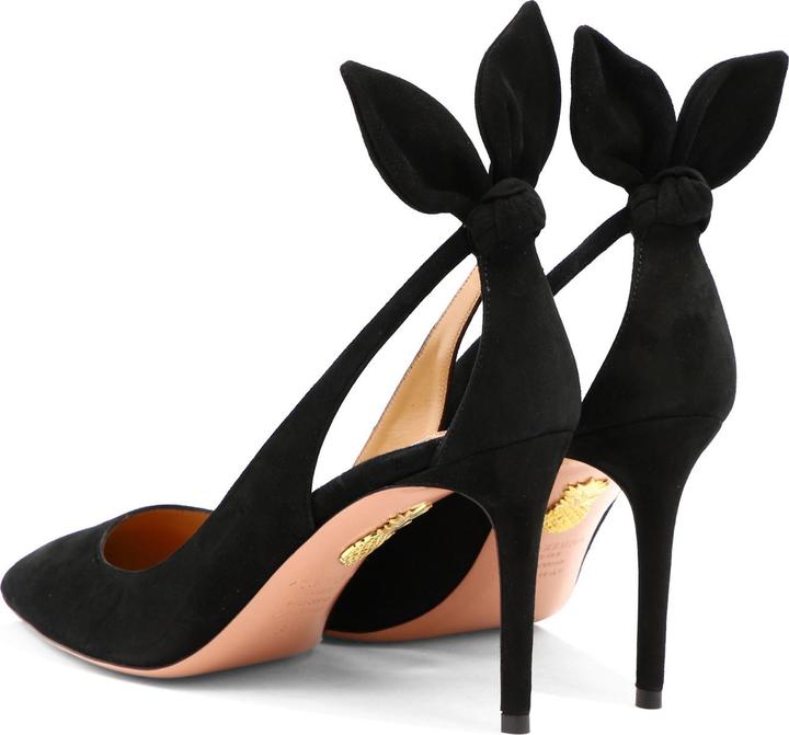 Actual product image Aquazzura bow tie pump 85 in black suede (39)