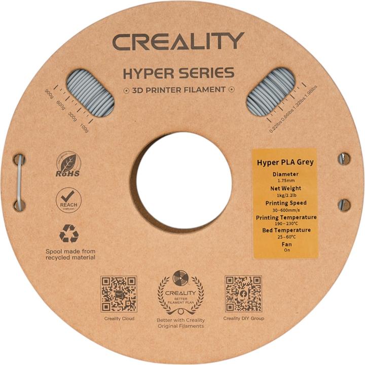 Actual product image Creality Hyper Speed (PLA, 1.75 mm, 1000 g, Grey)