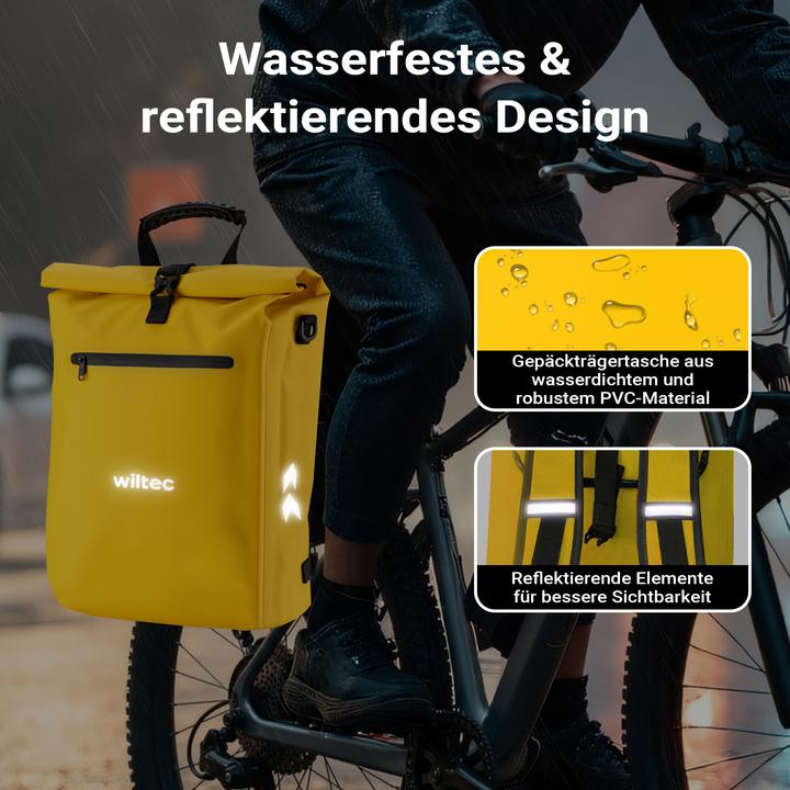 Produktbild Wiltec Gepäckträgertasche gelb 25l Fahrradtasche Rucksack Gepäcktasche (25 l, Gepäckträgertasche)
