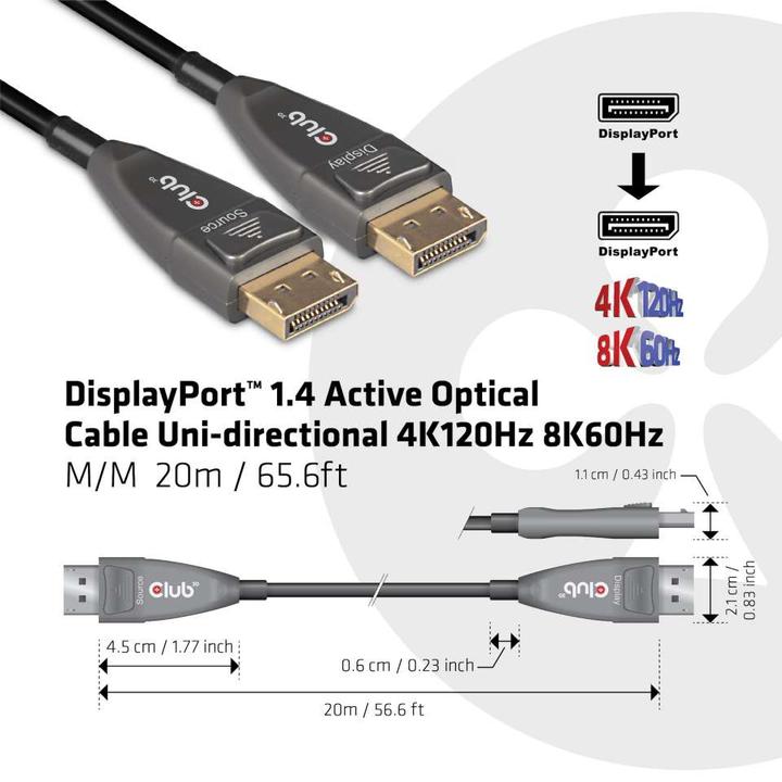 Image du produit Club 3D Port d'affichage - DisplayPort (20 m, DisplayPort)