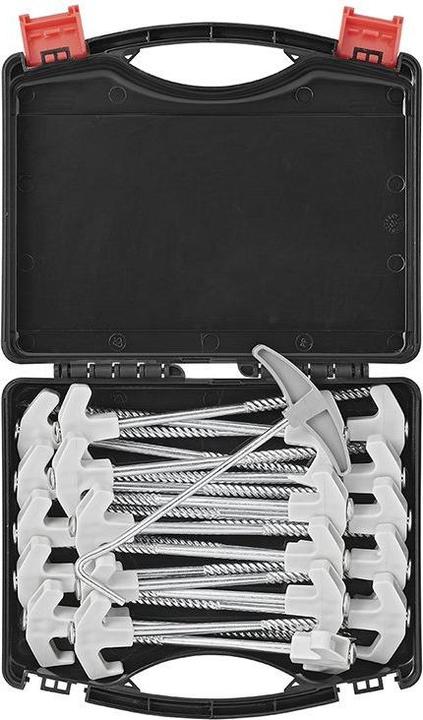 Produktbild ProPlus Zelthering 20 cm Metal Heavy Duty mit Kunststoffhaken - Set von 20 Stück im Koffer