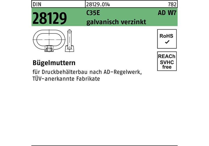 Produktbild Bügelmutter DIN 28129 M 20 C35E ADW7 galvanisch verzinkt