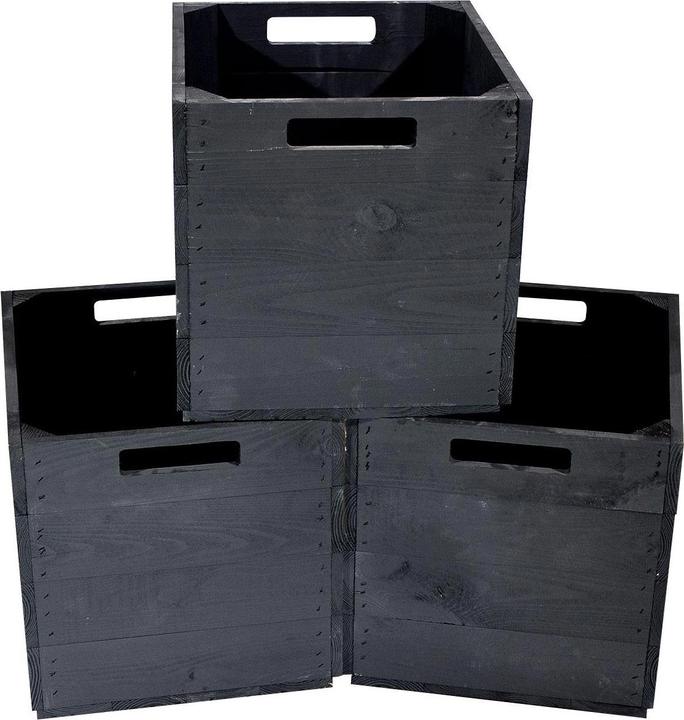 Produktbild Holz Zollhaus Aufbewahrungskiste Vintage Schwarz, 33 x 38 cm (33 x 33 x 38 cm, 41.38 l)