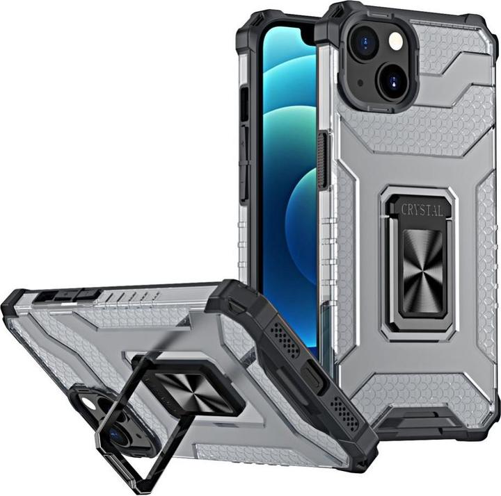 Image du produit Hurtel Crystal Ring Case Kickstand Tough Rugged Cover for iPhone 13 black (Apple iPhone 13)