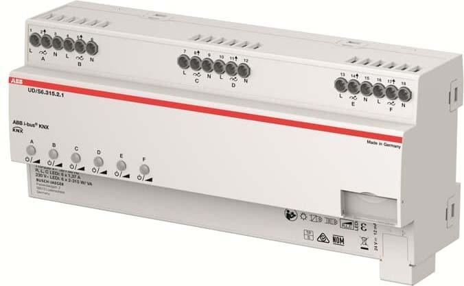 Produktbild Busch-Jaeger LED-Dimmer 6x315 W/VA UD/S6.315.2.1 KNX REG-Universal-Dimmaktoren (Dimmaktor)
