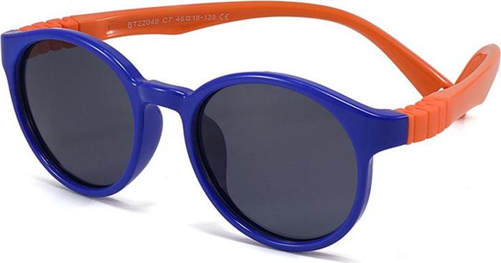 Actual product image Techsuit - Sunglasses Polarised (22049) - Round Shape, without Screw, for Kids - Blue / Orange
