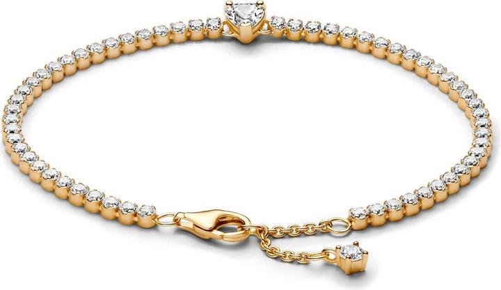 Pandora Sparkling Heart Tennis Bracelet (18 cm, Metall, Vergoldet)