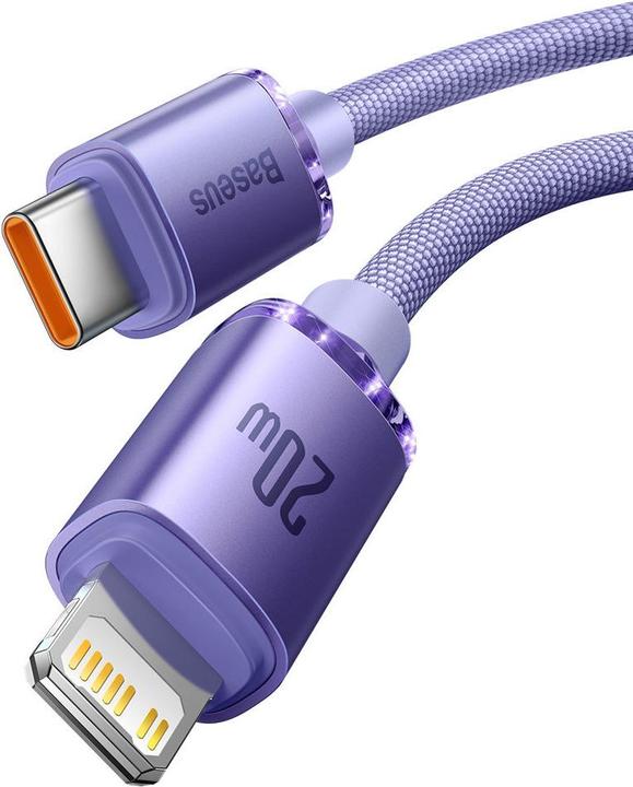 Actual product image Baseus Crystal Shine Series Fast Charging Data Cable Type-C to iP 20W 2m Purple (2 m, USB 2.0, 20 W)