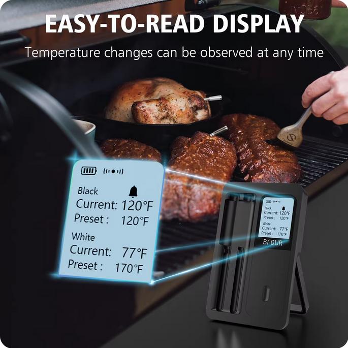 Produktbild PhoneLook BFOUR Smart Bluetooth doppel Fleisch Thermometer BF-40 Eco-Friendly Li-Ithium Akku LCD Display + APP