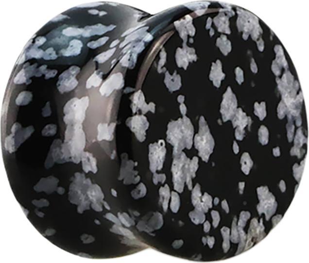 Produktbild Star Piercing Flared Plug aus Schneeflocken Obsidian (ohne Messing, Mineralisch)