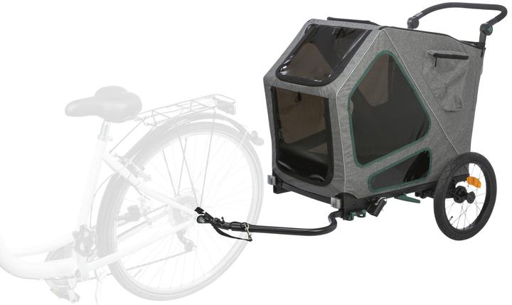 Actual product image Trixie Bicycle trailer M, 71×95×85/138 cm, grey/sage (Dog, Reflectors, Lockable)