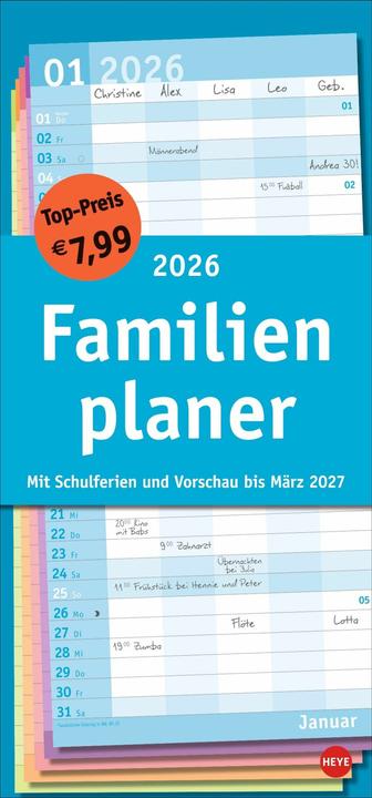 Produktbild Basic Familienplaner 2026 (21 x 45 cm, Harter Einband, Deutsch)
