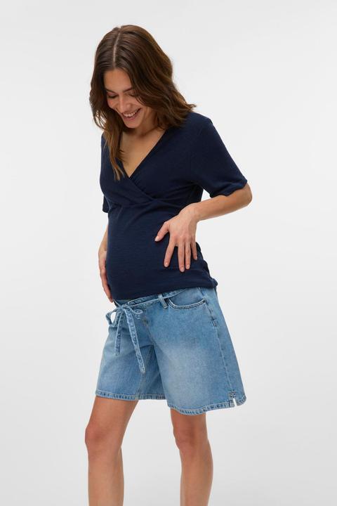 Image du produit Mamalicious Locker geschnitten Mid Rise Shorts Jeans-Shorts (L)