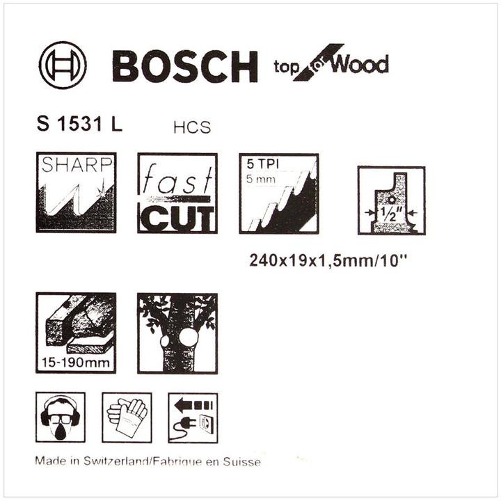 Immagine prodotto Bosch Professional Zubehör Lama per sega S 1531 L, Top per legno, confezione da 5