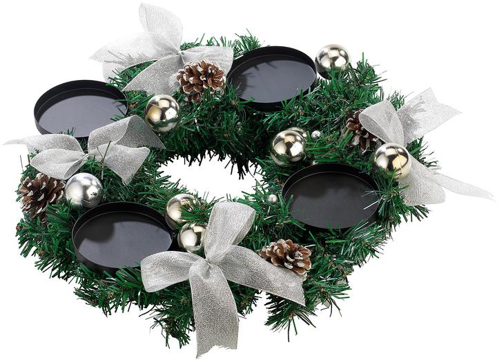 Produktbild Britesta Adventskranz mit silberfarbenem Schmuck (Ø 30 cm)