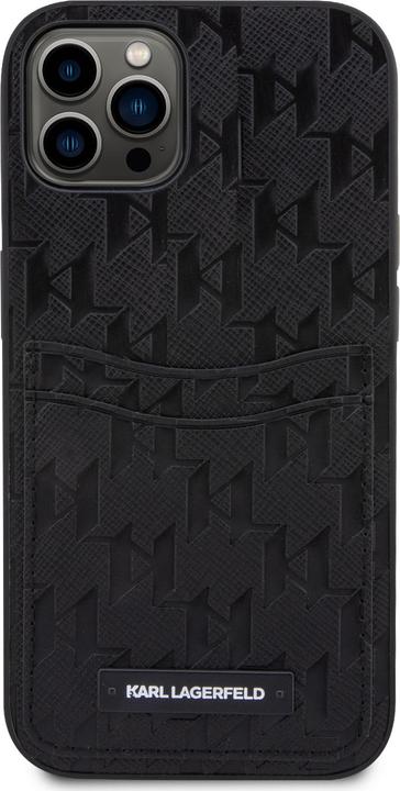 Actual product image Karl Lagerfeld Saffiano Monogram Card Slot Case for iPhone 12|12 Pro Black (Apple iPhone 12)