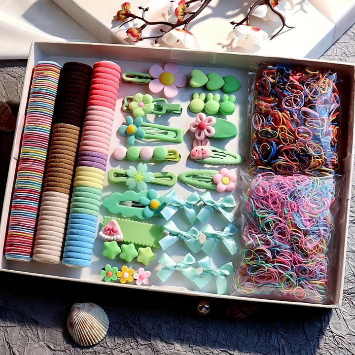Activity Board 2170pcs Haar Styling Wesentliche Zubehör bunte elastische Haarbänder Harz Haar Zubehör Set (2170 Stk.)