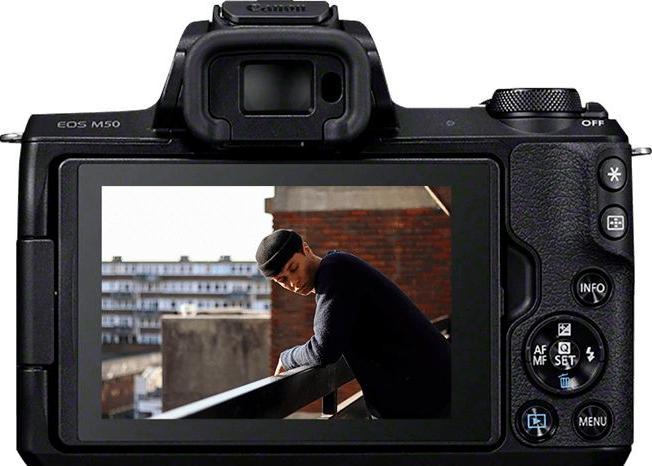 Productafbeelding Canon EOS M50 Kit + EF-M 15-45 + EF-M 55-200 (15 - 45 mm, 25.80 Mpx, APS-C / DX)
