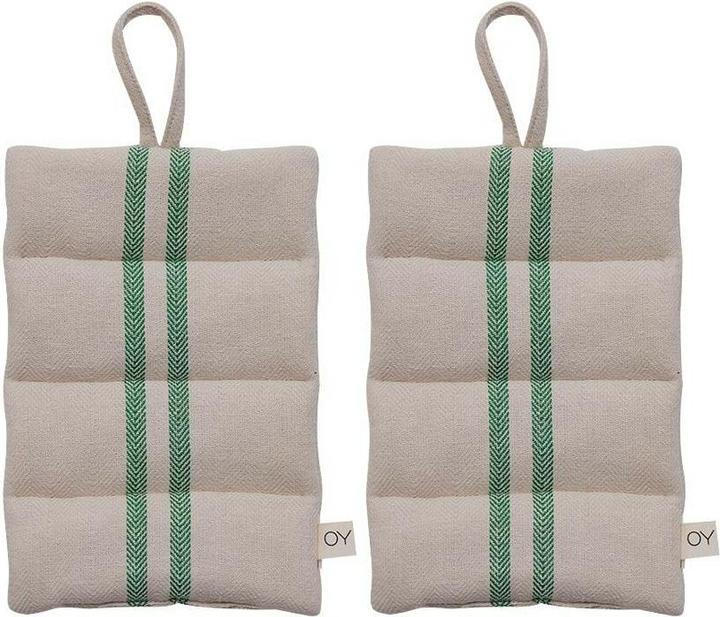 Actual product image Oyoy Linu potholder 2 pieces, beige/green (100% organic cotton, 100% polyester)