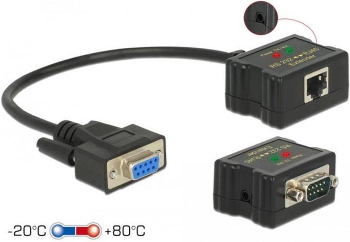 Produktbild Delock Extender RS-232 DB9 mit 2 Konverter (0.04 m)