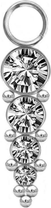 Image du produit Star Piercing Anhänger silber vier Kristalle silber mit Kugeln (sans laiton, Acier chirurgical 316L)
