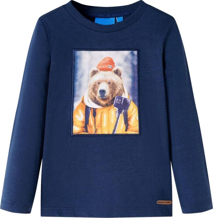 VidaXL Kinder-Langarmshirt Marineblau Melange 128,Material: 100 (128)