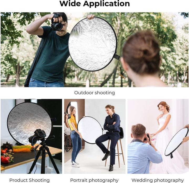 Image du produit K&F Concept Réflecteur circulaire 5 en 1 pour la photographie 80cm Gold Sliver Black White Translucent Panel