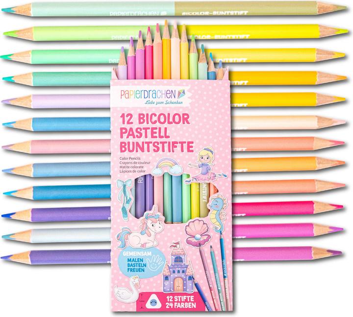Produktbild Papierdrachen 12 Bicolor Buntstifte pastell (12 x)