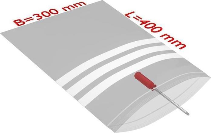 Produktbild Transpak Druckverschlussbeutel m.Beschriftungsfeld Masse 300x400mm Stärke 50µ PE transparent (1000 Stück)