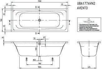 Actual product image Villeroy & Boch V&B Fitted Tub AVENTO R-corner1700x700mm white (137 l, 170 cm, 70 cm)