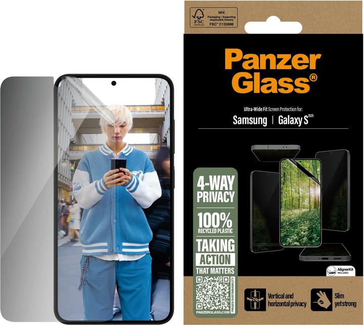 Produktbild PanzerGlass ® ECO MATRIX 4-way Privacy Displayschutz Ultra-wide Fit (1 Stück, Samsung Galaxy S25, Samsung Galaxy S24)