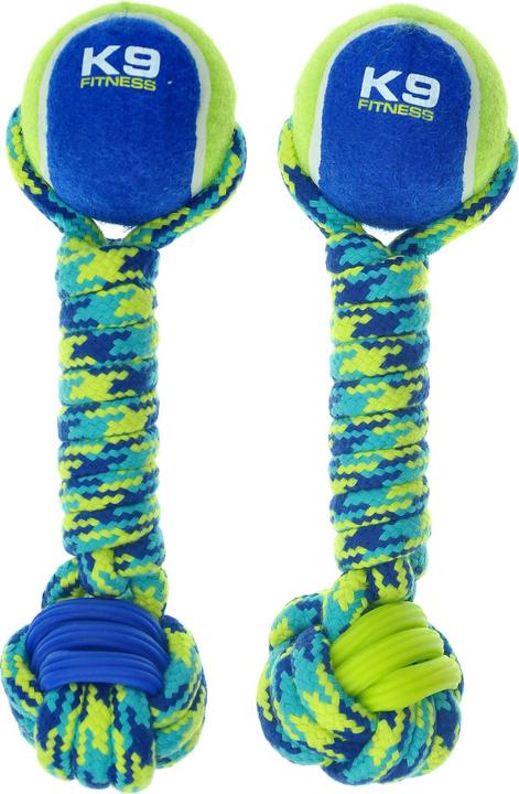 Actual product image Zeus Dog Toy K9 Fitness Rope & TPR Tennis Dumbbell (Ball toy dog)