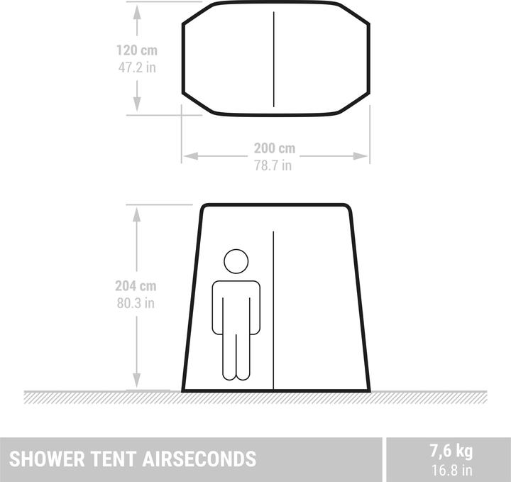 Produktbild Quechua Duschzelt aufblasbar Camping Fresh-Gewebe - Air Seconds (Aufblasbares Zelt, 8.30 kg, 2 Personen)